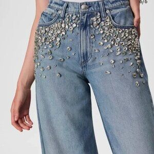 Rag & Bone ~ Featherweight Sofie High-Rise Embellished Jeans ~ Rhinestones ~ 33